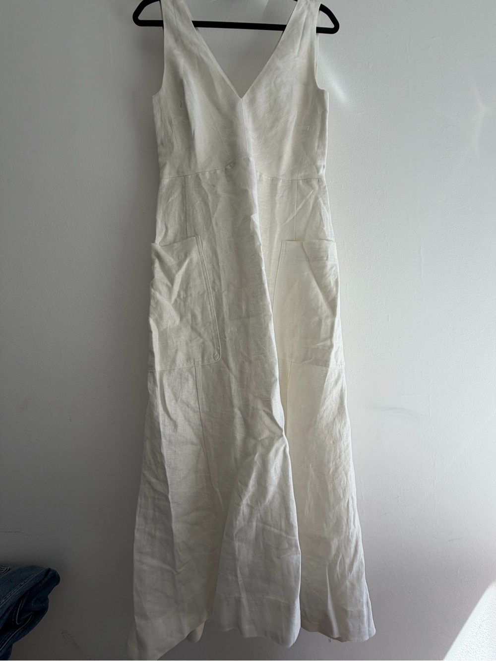 Banana Republic White Linen V-Neck Maxi Dress